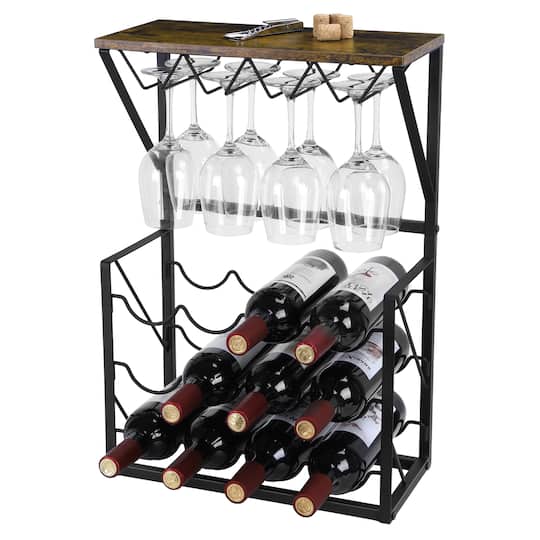 NEX™ 23.5" Brown Freestanding 12-Bottle Wine Rack
